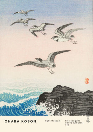 Ohara Koson Five Seagulls Plakat