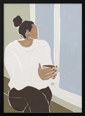 Woman Enjoying a Cup of Tea Art