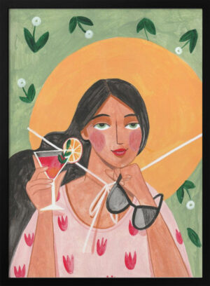 Abstract Modern Bohemian Woman with Cocktail