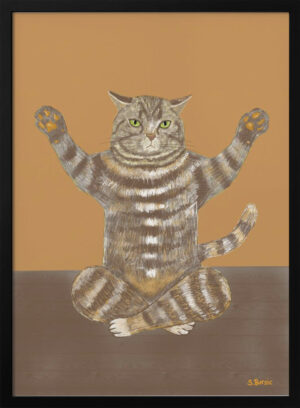 Yoga Cat Tan Background