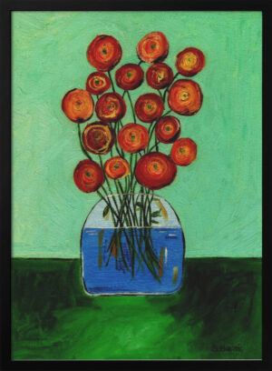 Poppies in Vase Green Version